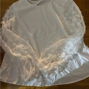 SHEIN White Floral Sleeve Blouse